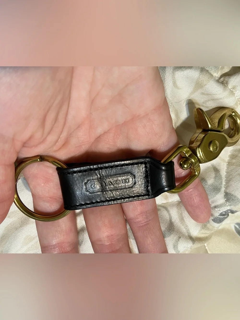 Coach Vintage Brass Leather Key Fob!